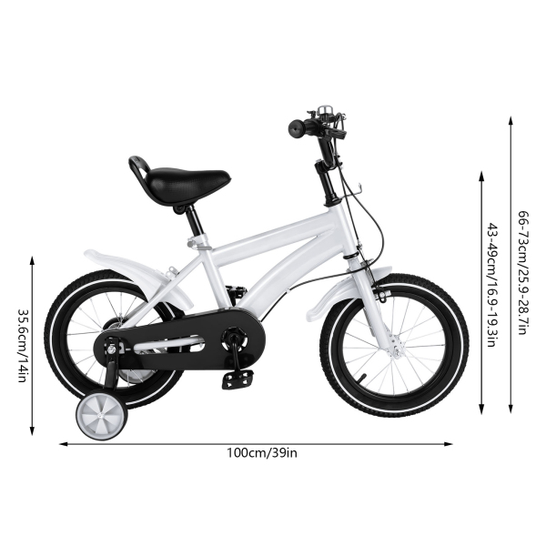 Bicicleta infantil de 14 pulgadas, para niños y niñas, equilibrio para aprender a montar a caballo, con freno de mano y ruedas de apoyo de contrapedal Bicicleta infantil de 14 pulgadas, para niños y niñas, equilibrio para aprender a montar a caballo, con freno de mano y ruedas de apoyo de contrapedal