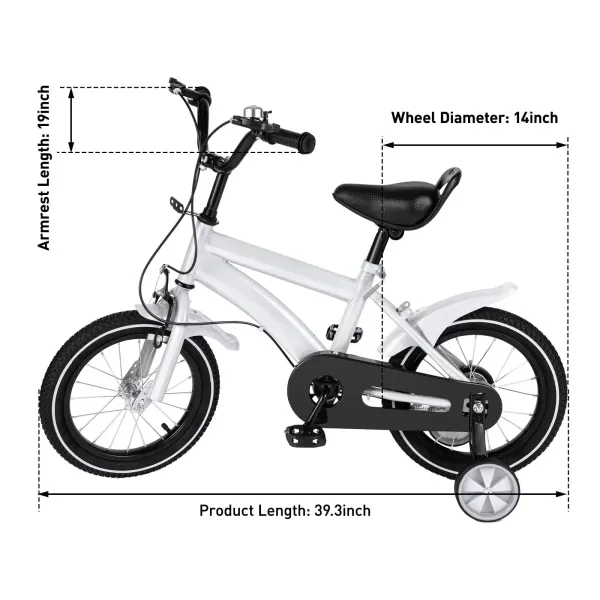 Bicicleta infantil de 14 pulgadas, para niños y niñas, equilibrio para aprender a montar a caballo, con freno de mano y ruedas de apoyo de contrapedal Bicicleta infantil de 14 pulgadas, para niños y niñas, equilibrio para aprender a montar a caballo, con freno de mano y ruedas de apoyo de contrapedal