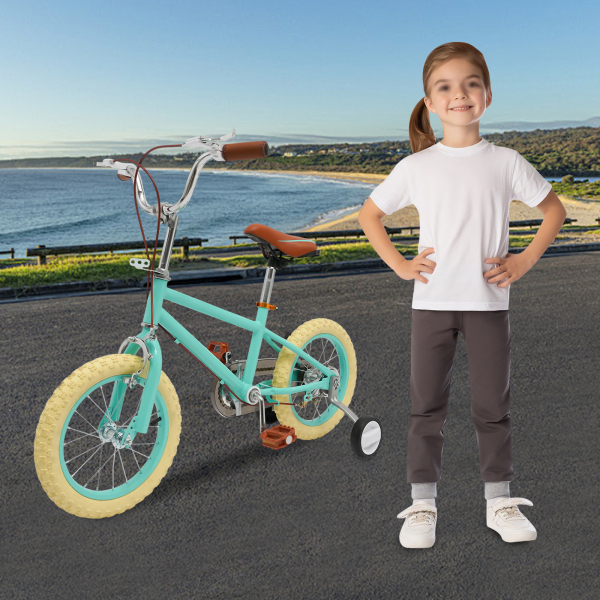 Bicicleta infantil de 14 pulgadas para niñas/niños, para niños de 3 a 4 años y una estatura de 90 – 110 cm,Verde