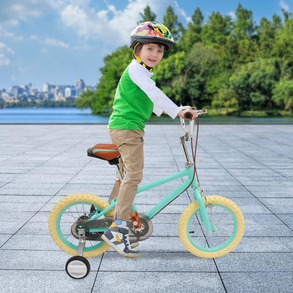 Bicicleta infantil de 14 pulgadas para niñas/niños, para niños de 3 a 4 años y una estatura de 90 – 110 cm,Verde Bicicleta infantil de 14 pulgadas para niñas/niños, para niños de 3 a 4 años y una estatura de 90 – 110 cm,Verde