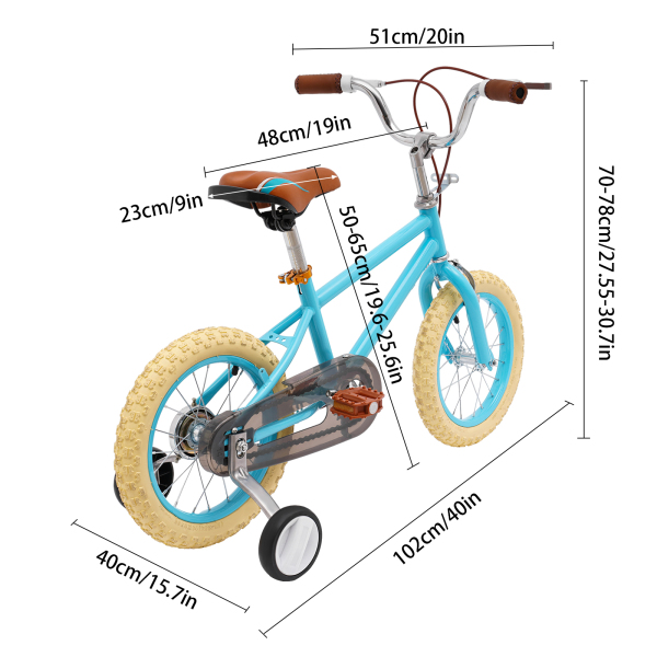 Bicicleta infantil de 14 pulgadas para niñas/niños, para niños de 3 a 4 años y una estatura de 90 – 110 cm (Azul) Bicicleta infantil de 14 pulgadas para niñas/niños, para niños de 3 a 4 años y una estatura de 90 – 110 cm (Azul)