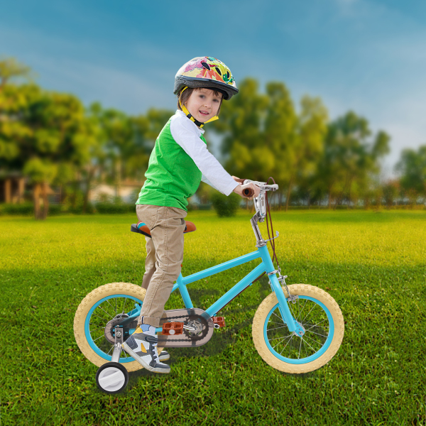 Bicicleta infantil de 14 pulgadas para niñas/niños, para niños de 3 a 4 años y una estatura de 90 – 110 cm (Azul)