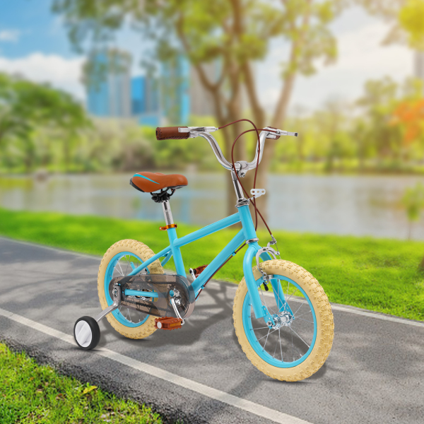 Bicicleta infantil de 14 pulgadas para niñas/niños, para niños de 3 a 4 años y una estatura de 90 – 110 cm (Azul)