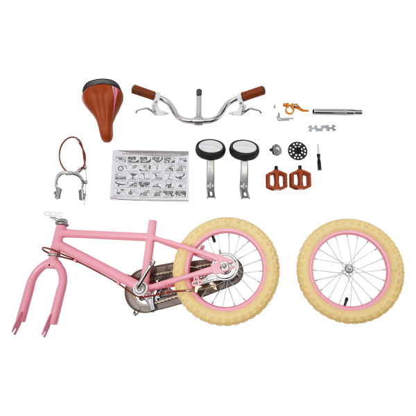 Bicicleta infantil de 14 pulgadas para niñas/niños, para niños de 3 a 4 años y una estatura de 90 – 110 cm (Rosa)