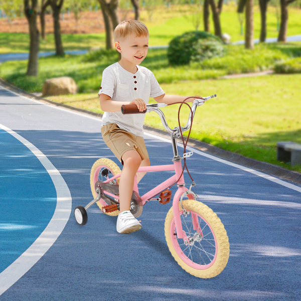 Bicicleta infantil de 14 pulgadas para niñas/niños, para niños de 3 a 4 años y una estatura de 90 – 110 cm (Rosa)