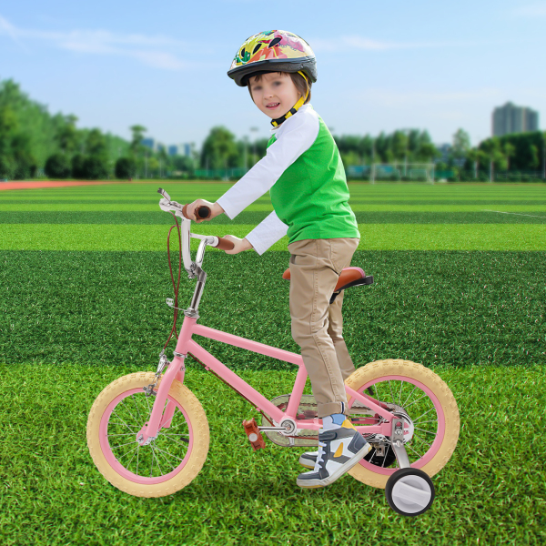 Bicicleta infantil de 14 pulgadas para niñas/niños, para niños de 3 a 4 años y una estatura de 90 – 110 cm (Rosa)