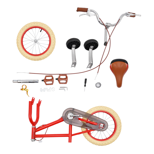 Bicicleta infantil de 14 pulgadas para niñas/niños, para niños de 3 a 4 años y una estatura de 90 – 110 cm,Rojo