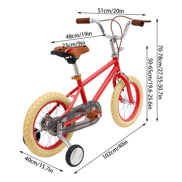 Bicicleta infantil de 14 pulgadas para niñas/niños, para niños de 3 a 4 años y una estatura de 90 – 110 cm,Rojo Bicicleta infantil de 14 pulgadas para niñas/niños, para niños de 3 a 4 años y una estatura de 90 – 110 cm,Rojo