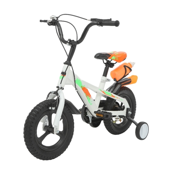 Bicicleta infantil de 12 pulgadas, para principiantes, con portabidón trasero, apta para niños de 2 a 5 años, color blanco