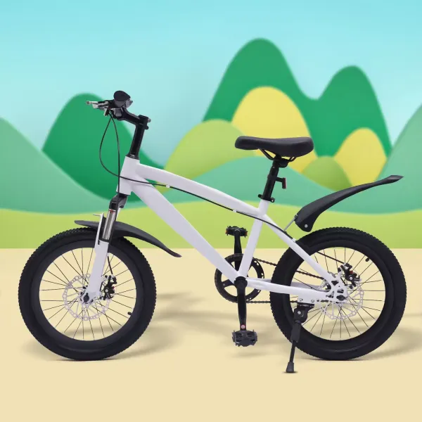 Bicicleta infantil de montaña de 18 pulgadas, con linterna eléctrica, campana de advertencia, para niños y niñas de 1,25 a 1,4 m, color blanco