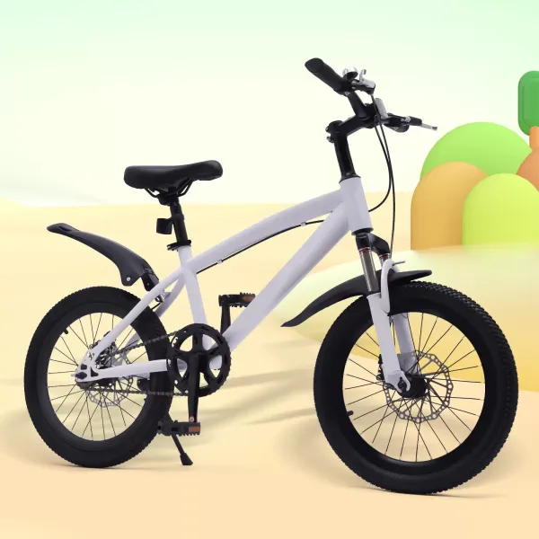 Bicicleta infantil de montaña de 18 pulgadas, con linterna eléctrica, campana de advertencia, para niños y niñas de 1,25 a 1,4 m, color blanco