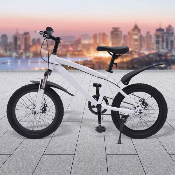 Bicicleta infantil de montaña de 18 pulgadas, con linterna eléctrica, campana de advertencia, para niños y niñas de 1,25 a 1,4 m, color blanco Bicicleta infantil de montaña de 18 pulgadas, con linterna eléctrica, campana de advertencia, para niños y niñas de 1,25 a 1,4 m, color blanco