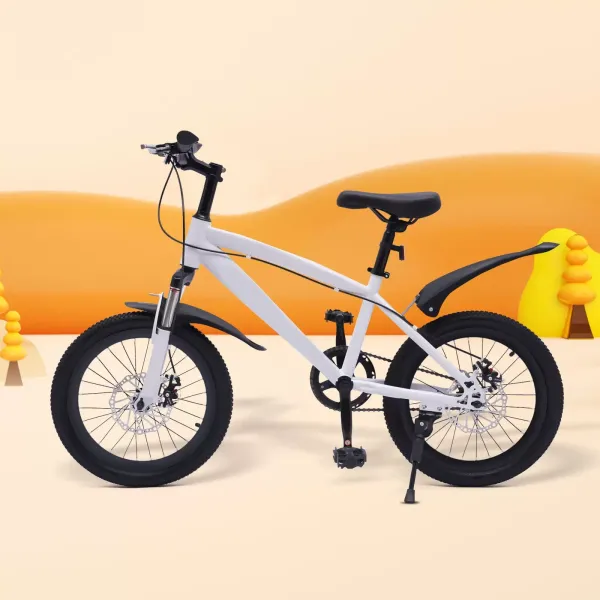 Bicicleta infantil de montaña de 18 pulgadas, con linterna eléctrica, campana de advertencia, para niños y niñas de 1,25 a 1,4 m, color blanco