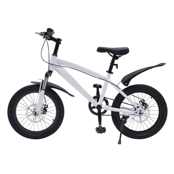 Bicicleta infantil de montaña de 18 pulgadas, con linterna eléctrica, campana de advertencia, para niños y niñas de 1,25 a 1,4 m, color blanco