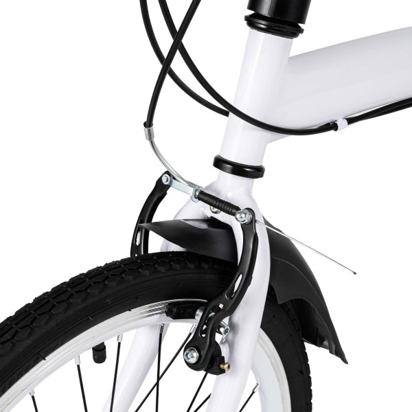 Bicicleta plegable de 20 pulgadas, 6 velocidades, altura ajustable para niños y adultos, adecuado para carreteras, montañas, carreras, color blanco