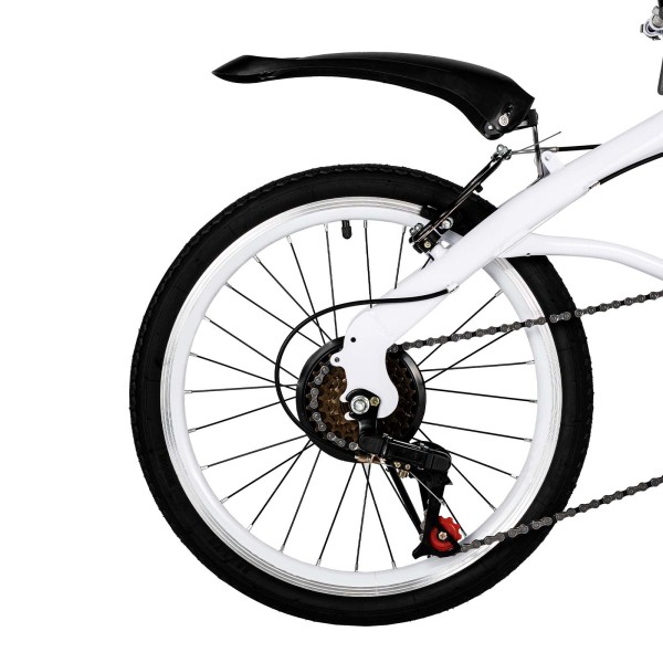 Bicicleta plegable de 20 pulgadas, 6 velocidades, altura ajustable para niños y adultos, adecuado para carreteras, montañas, carreras, color blanco