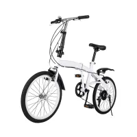 Bicicleta plegable de 20 pulgadas, 6 velocidades, altura ajustable para niños y adultos, adecuado para carreteras, montañas, carreras, color blanco
