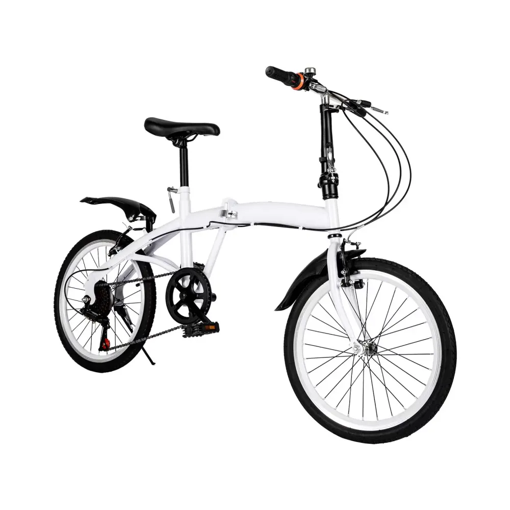 Bicicleta plegable de 20 pulgadas, 6 velocidades, altura ajustable para niños y adultos, adecuado para carreteras, montañas, carreras, color blanco