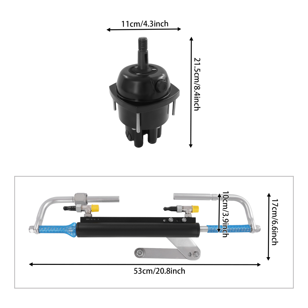 Kit de Dirección Hidráulica Fueraborda, Mecanismo de Dirección Hidráulica de 90 HP para Embarcaciones Marinas con Bomba de Control, Kit de Dirección Hidráulica para Embarcaciones