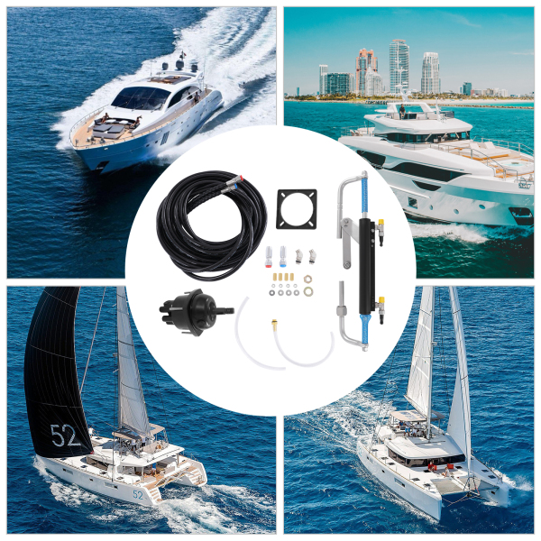 Kit de Dirección Hidráulica Fueraborda, Mecanismo de Dirección Hidráulica de 90 HP para Embarcaciones Marinas con Bomba de Control, Kit de Dirección Hidráulica para Embarcaciones