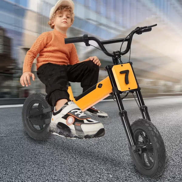Bicicleta eléctrica de equilibrio para niños de 5 a 12 años, 24V, 200W, con neumático inflable de 12'', asiento ajustable con absorción de impactos