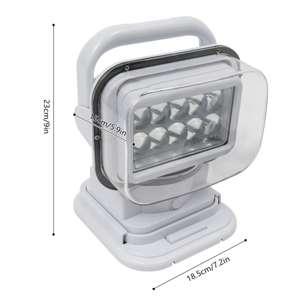 50W Foco de búsqueda giratorio con control remoto inalámbrico, 8000 LM, LED, 18,5 x 15 x 23 cm, blanco 50W Foco de búsqueda giratorio con control remoto inalámbrico, 8000 LM, LED, 18,5 x 15 x 23 cm, blanco