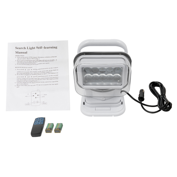 50W Foco de búsqueda giratorio con control remoto inalámbrico, 8000 LM, LED, 18,5 x 15 x 23 cm, blanco