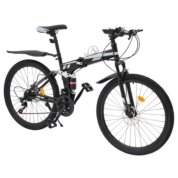 Bicicleta plegable de montaña de 21 velocidades Bicicleta plegable de 26 pulgadas, con portavasos, palanca de freno corta