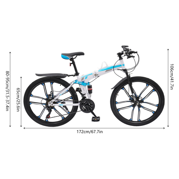 Bicicleta de montaña plegable de 21 velocidades, bicicleta plegable para adultos, bicicleta de montaña, freno de disco de 26 pulgadas Bicicleta de montaña plegable de 21 velocidades, bicicleta plegable para adultos, bicicleta de montaña, freno de disco de 26 pulgadas