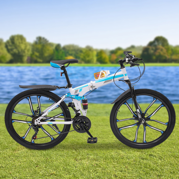 Bicicleta de montaña plegable de 21 velocidades, bicicleta plegable para adultos, bicicleta de montaña, freno de disco de 26 pulgadas