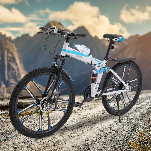 Bicicleta de montaña plegable de 21 velocidades, bicicleta plegable para adultos, bicicleta de montaña, freno de disco de 26 pulgadas Bicicleta de montaña plegable de 21 velocidades, bicicleta plegable para adultos, bicicleta de montaña, freno de disco de 26 pulgadas