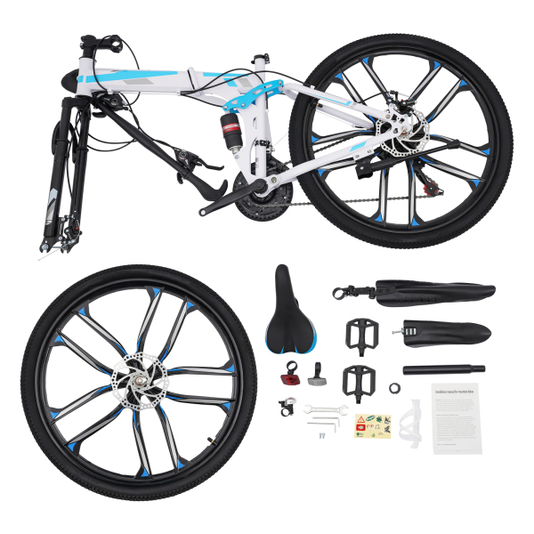 Bicicleta de montaña plegable de 21 velocidades, bicicleta plegable para adultos, bicicleta de montaña, freno de disco de 26 pulgadas Bicicleta de montaña plegable de 21 velocidades, bicicleta plegable para adultos, bicicleta de montaña, freno de disco de 26 pulgadas