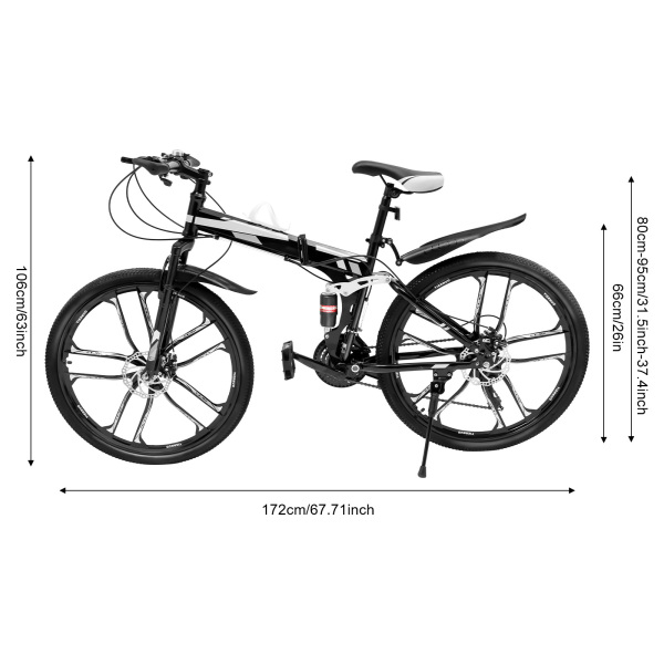 Bicicleta de montaña plegable 26 pulgadas doble absorción de choque marco de fibra de carbono 21 velocidades MTB Bicicleta de montaña plegable 26 pulgadas doble absorción de choque marco de fibra de carbono 21 velocidades MTB