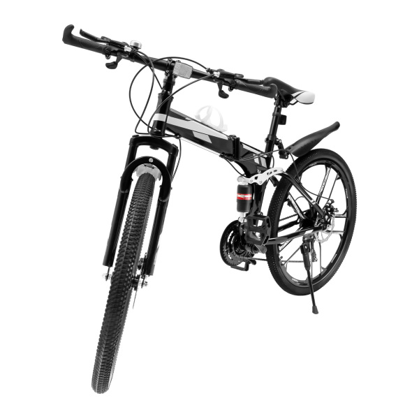 Bicicleta de montaña plegable 26 pulgadas doble absorción de choque marco de fibra de carbono 21 velocidades MTB Bicicleta de montaña plegable 26 pulgadas doble absorción de choque marco de fibra de carbono 21 velocidades MTB