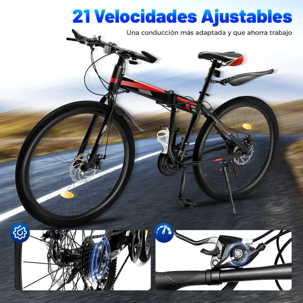 Bicicleta plegable de montaña, 26 pulgadas, 21 velocidades, bicicleta plegable, 21 velocidades, MTB de montaña, plegable