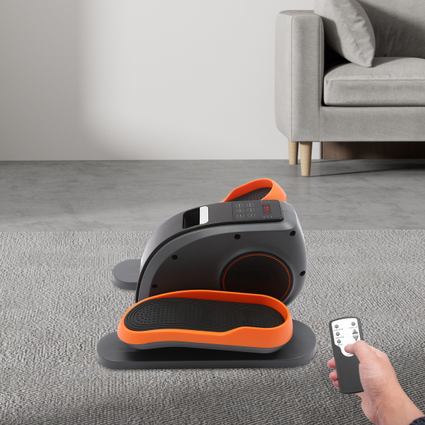 Máquina elíptica bajo escritorio para personas mayores, entrenador portátil para oficina en casa con mando a distancia, Naranja