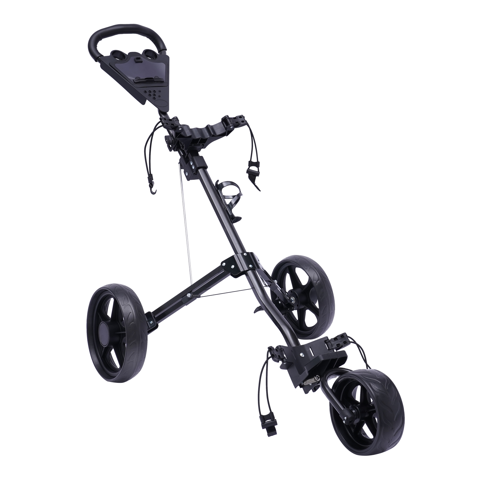 3 ruedas Carrito de golf plegable con freno de pie, abierto y cerrado en UN segundo, portavasos gratuito incluido 3 ruedas Carrito de golf plegable con freno de pie, abierto y cerrado en UN segundo, portavasos gratuito incluido