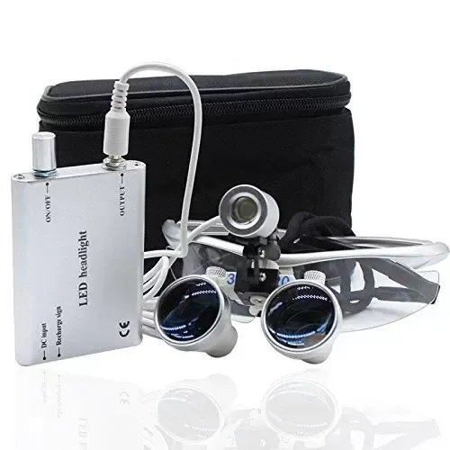 Lupa binocular para laboratorio (3,5x420 mm, incluye linterna LED)