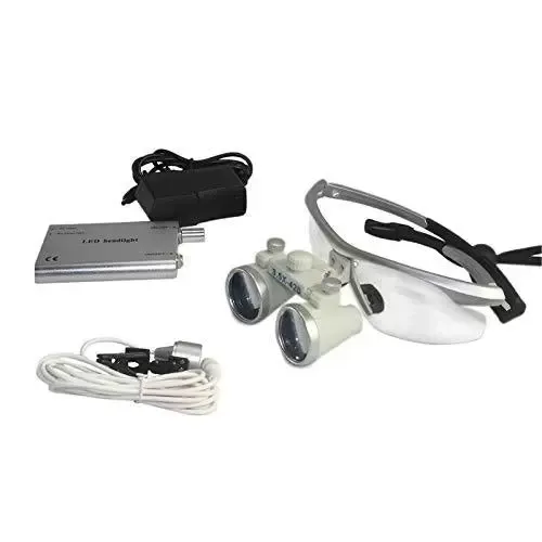 Lupa binocular para laboratorio (3,5x420 mm, incluye linterna LED)