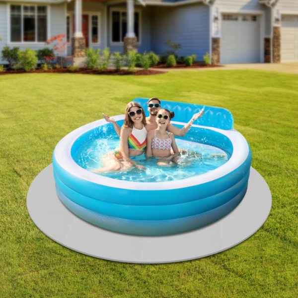 Alfombrilla de baño con aislamiento de EVA redondo, para piscina al aire libre, 196 cm x 12 mm, color gris Alfombrilla de baño con aislamiento de EVA redondo, para piscina al aire libre, 196 cm x 12 mm, color gris