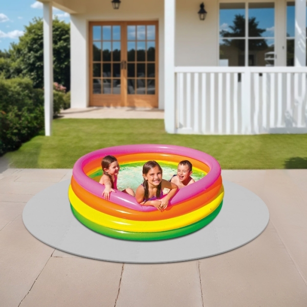 Alfombrilla de baño con aislamiento de EVA redondo, para piscina al aire libre, 196 cm x 12 mm, color gris