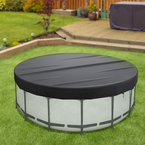 Cubierta redonda para piscina Cobertor de piscina con hebilla mejorada cuerda clavos para el suelo 366 cm Cubierta redonda para piscina Cobertor de piscina con hebilla mejorada cuerda clavos para el suelo 366 cm
