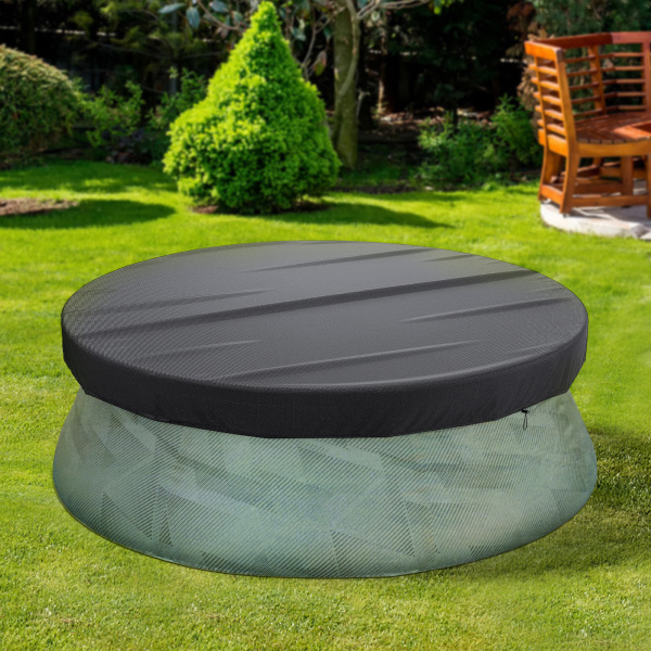Cubierta redonda para piscina Cobertor de piscina con hebilla mejorada cuerda clavos para el suelo 366 cm Cubierta redonda para piscina Cobertor de piscina con hebilla mejorada cuerda clavos para el suelo 366 cm