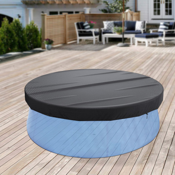 Cubierta redonda para piscina Cobertor de piscina con hebilla mejorada cuerda clavos para el suelo 366 cm