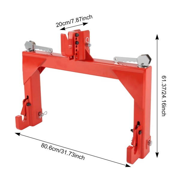 Enganche rápido de 3 puntos para tractores, con capacidad de elevación de 4000 LBS, perno ajustable a 5 niveles Enganche rápido de 3 puntos para tractores, con capacidad de elevación de 4000 LBS, perno ajustable a 5 niveles