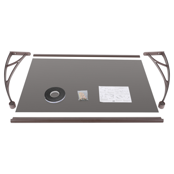 Cobertizo de arco para puerta de entrada de 84 × 120 cm, cobertizo de arco para exteriores - Soporte marrón + cobertizo marrón Cobertizo de arco para puerta de entrada de 84 × 120 cm, cobertizo de arco para exteriores - Soporte marrón + cobertizo marrón