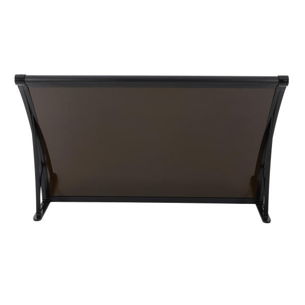 Caseta de lluvia en arco para puerta de entrada de 84 × 120 cm, caseta de lluvia en arco para exteriores - Soporte negro + cobertizo marrón