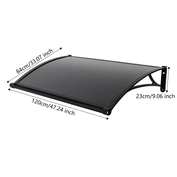 Caseta de lluvia en arco para puerta de entrada de 84 × 120 cm, caseta de lluvia en arco para exteriores - Soporte negro + cobertizo marrón