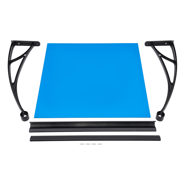 Toldo para ventana y puerta de 80×80 cm, toldo exterior para ventana, toldo con fregadero grande - Soporte negro + cobertizo azul lago Toldo para ventana y puerta de 80×80 cm, toldo exterior para ventana, toldo con fregadero grande - Soporte negro + cobertizo azul lago