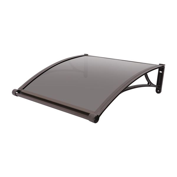 Toldo para ventana y puerta de 80×80 cm, toldo exterior para ventana, toldo para ventana con fregadero grande - Soporte marrón + cobertizo marrón